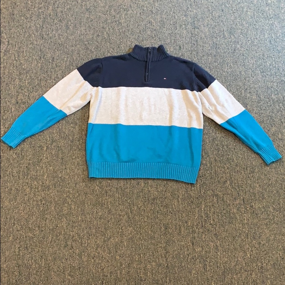 Kids Tommy Hilfiger quarter zip sweater.